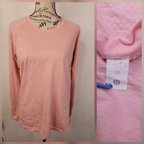 Lululemon Pullover Womens 12 Run Swiftly Long Sleeves Thumbholes Light Pink - Picture 1 of 9